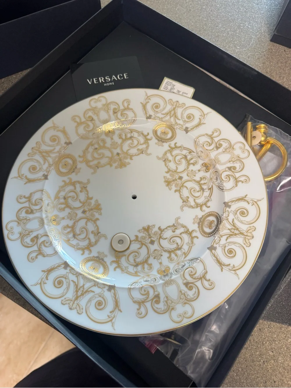 Versace Collection White and Gold Three-Tier Serving Stand
